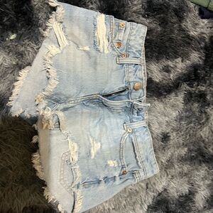Aeropostale Blue Jean Shorts Distressed Light Wash